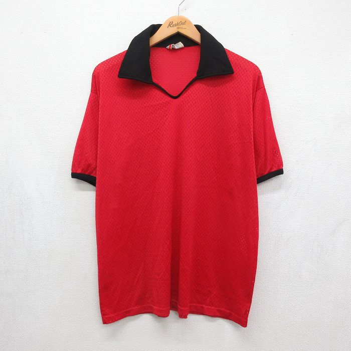 チャンピオン 80s 半袖トップス Locker Room Tops メッシュ地 レッド メンズXL相当 | 古着