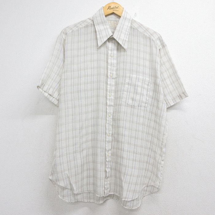 シアーズ 70s 半袖シャツ ベージュチェック メンズXL相当 | 古着