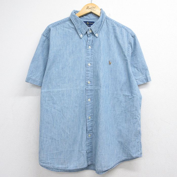 古着通販 XL☆古着 ラルフローレン 半袖 ブランド シャンブレー シャツ