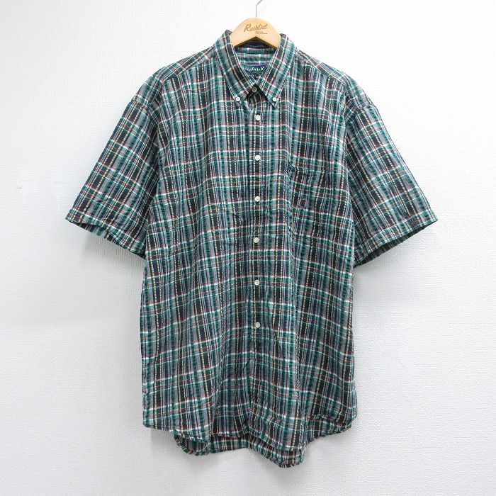 90s 半袖シャツ グリーンチェック メンズXL相当 | 古着