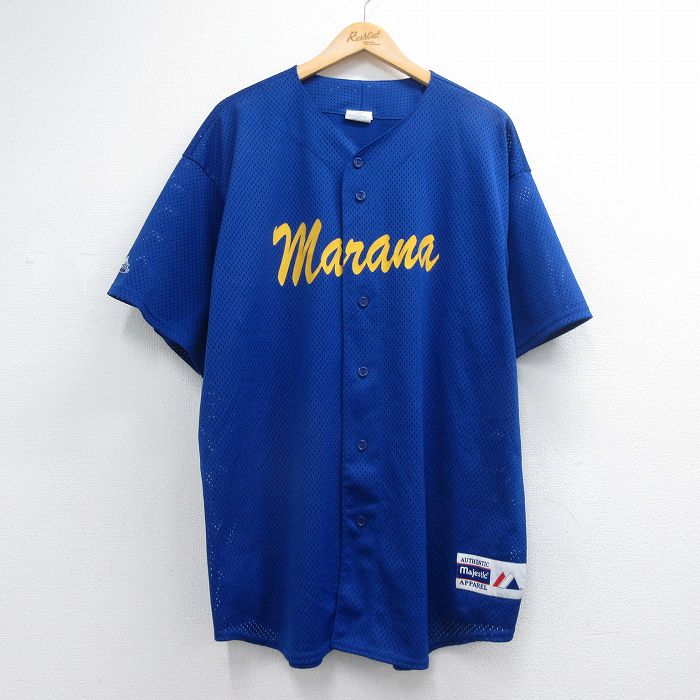 マジェスティック 90s 半袖ベースボールシャツ marana ブルー メンズXL相当 | 古着