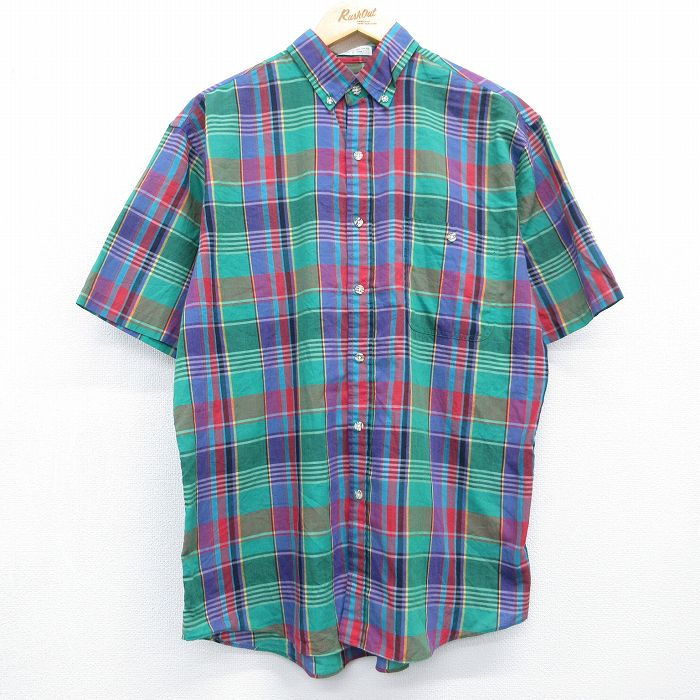 90s 半袖シャツ グリーンチェック メンズL相当 | 古着