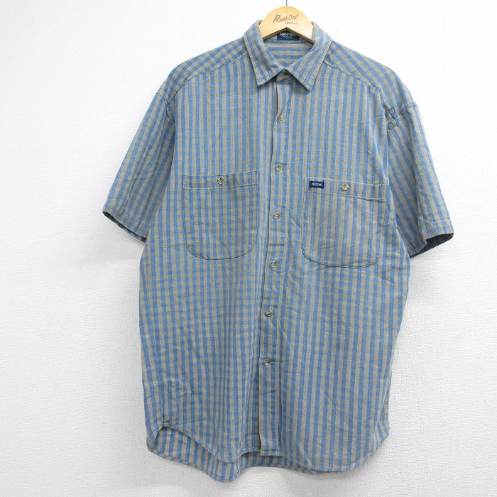ゲス 半袖シャツ ネイビーチェック メンズL相当 | 古着