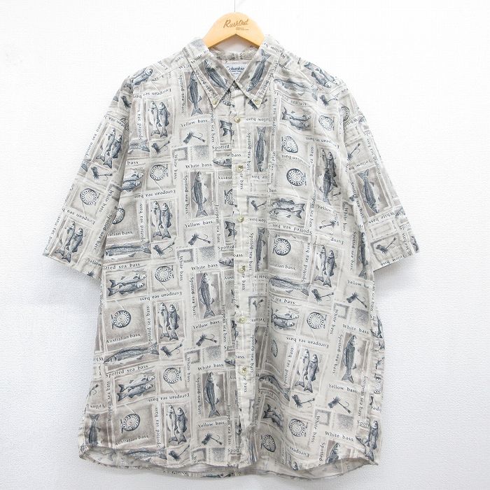 コロンビア 00s 半袖シャツ 魚 ベージュ メンズXL相当 | 古着