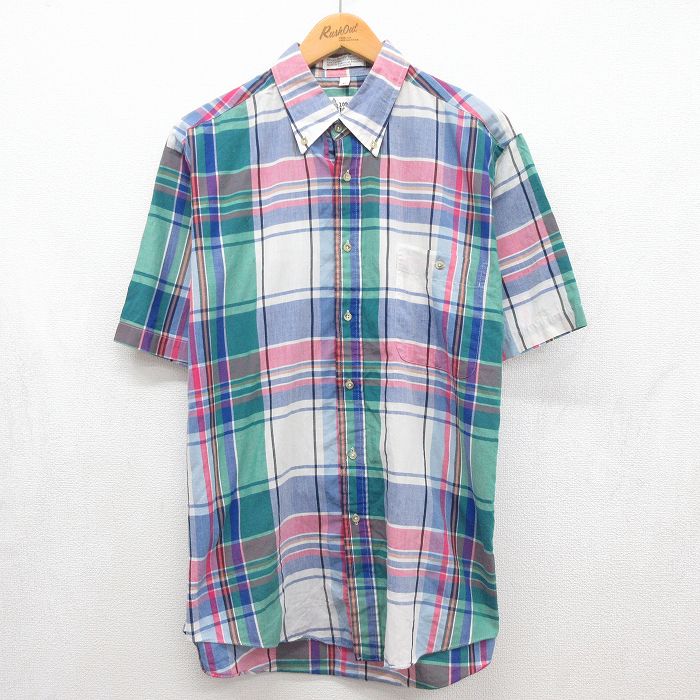 ロンドンフォグ 90s 半袖シャツ ブルーチェック メンズXL相当 | 古着