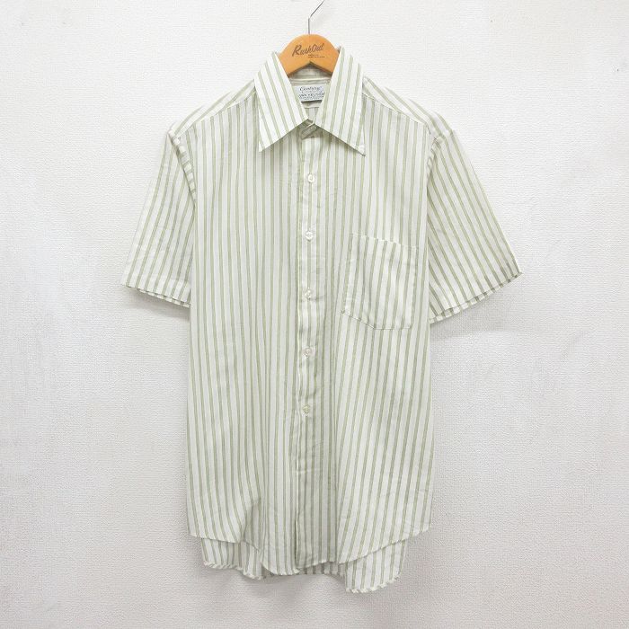 バンヒューセン 70s 半袖シャツ グリーンストライプ メンズXL相当 | 古着