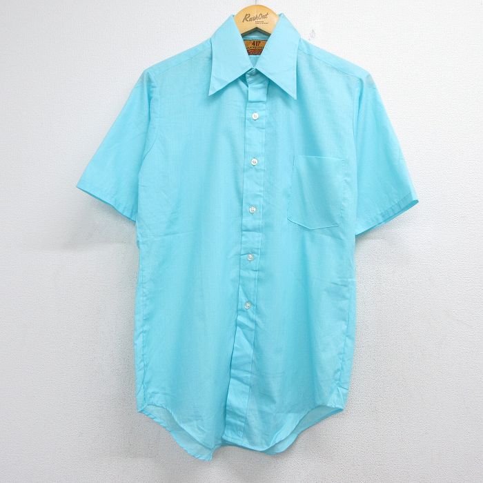 M★古着 バンヒューセン 半袖 シャツ メンズ 80年代 80s ライトブルー 26jul22