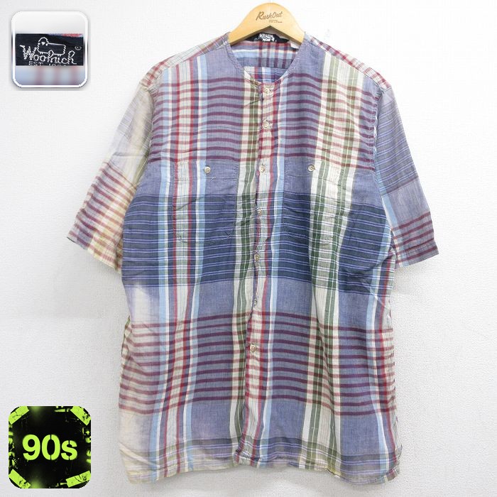 ウールリッチ 90s 半袖シャツ チェック パープル メンズXL相当 | 古着
