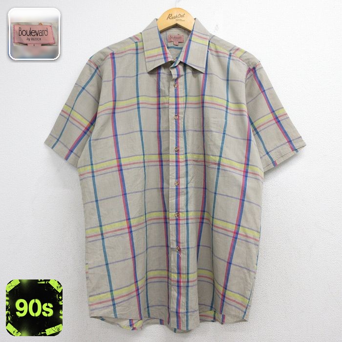 半袖 シャツ 90s ブラウン チェック メンズXL相当 | 古着