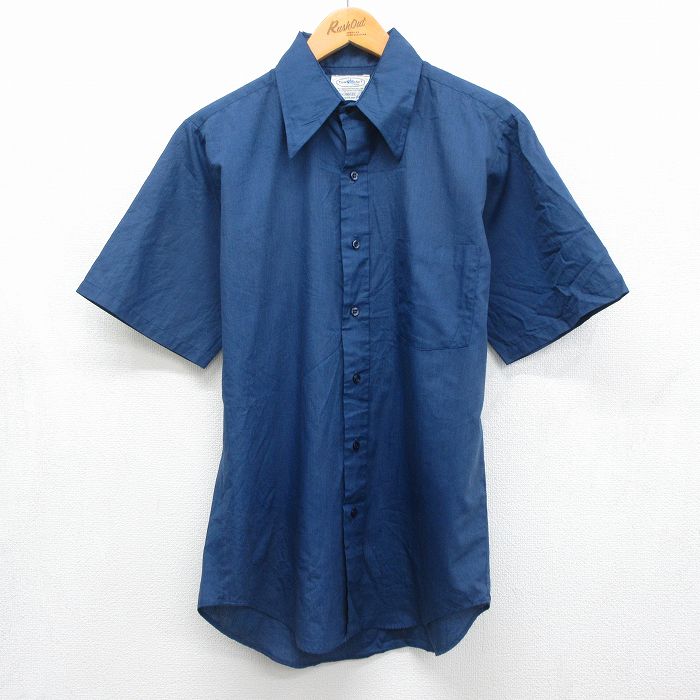 タウンクラフト 80s 半袖シャツ ネイビー メンズL相当 | 古着