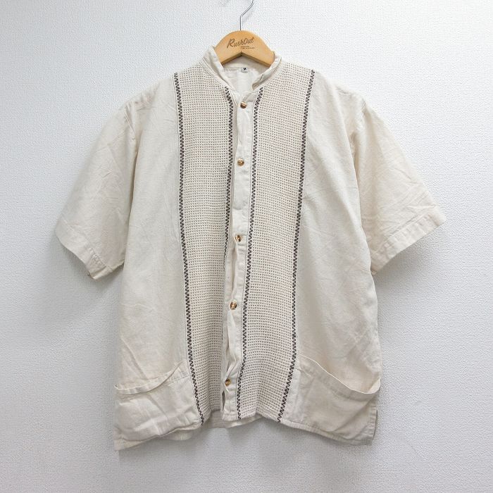半袖シャツ 生成り ベージュ メンズL相当 | 古着