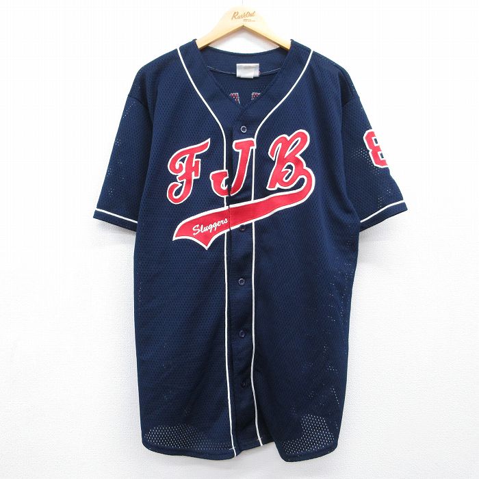 ベースボール 90s 半袖シャツ FJB ネイビー メンズXL相当 | 古着