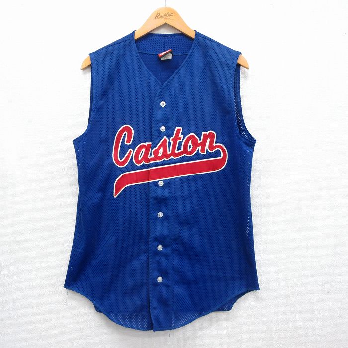 ウィルソン 90s ノースリーブベースボールシャツ Caston メッシュ地 ブルー メンズM相当 | 古着