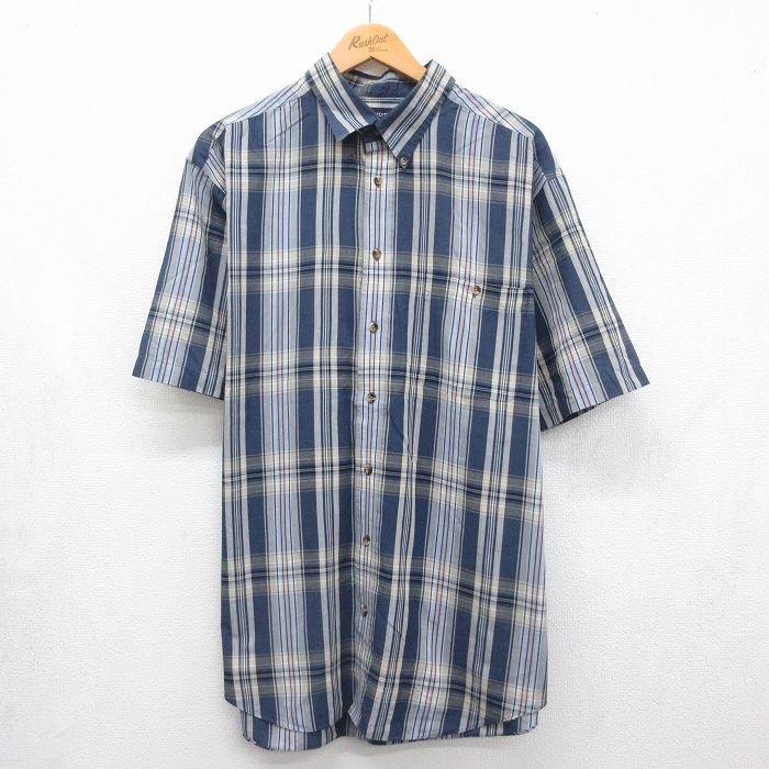 ネイビーチェック 半袖シャツ 00s メンズXL相当 | 古着