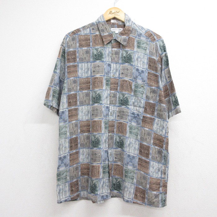 pierre cardin 90s 半袖シャツ 総柄 ブラウン メンズL相当 | 古着