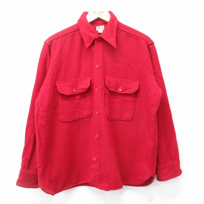 【50%OFF】XL★古着 BRENT 長袖 ビンテージ ウール シャツ メンズ 40年代 40s マチ付き 【spe】 24nov08 中古 トップス