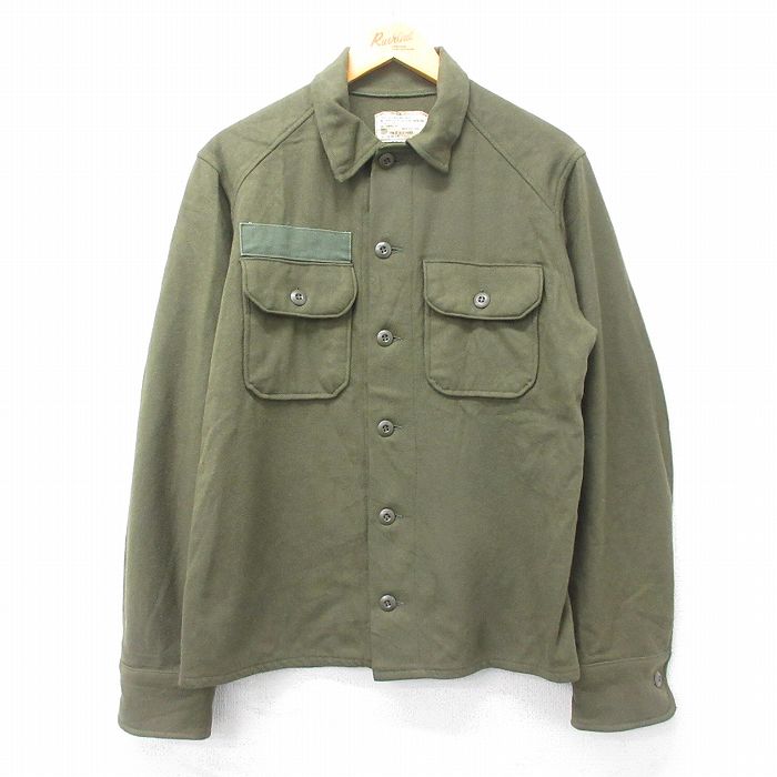 【50%OFF】M★古着 長袖 ビンテージ ミリタリー シャツ メンズ 70年代 70s ウール USA製 濃緑 グリーン 【spe】 25jan27 中古 トップス