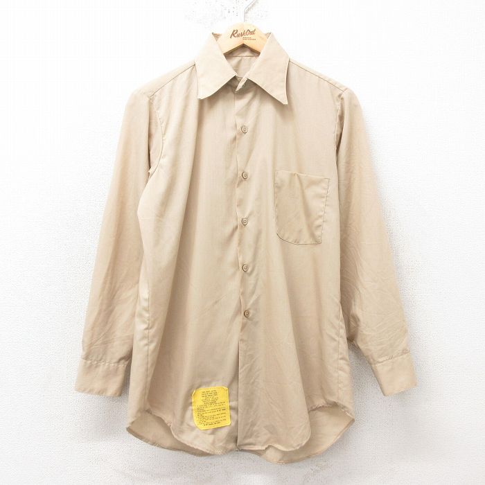 M★古着 長袖 ビンテージ ミリタリー シャツ メンズ 70年代 70s USA製 ベージュ カーキ 25feb14 中古 トップス
