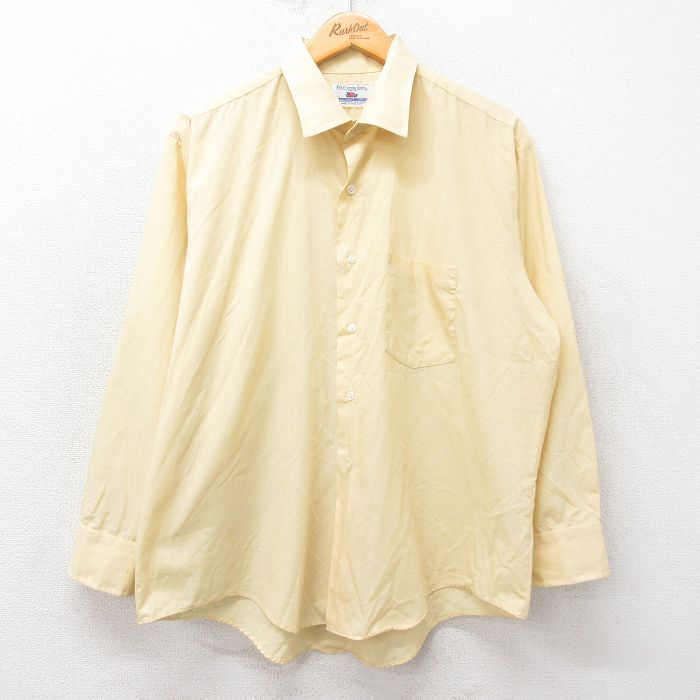 XL★古着 フルーツオブザルーム 長袖 ビンテージ シャツ メンズ 70年代 70s 薄黄 イエロー 25mar25 中古 トップス