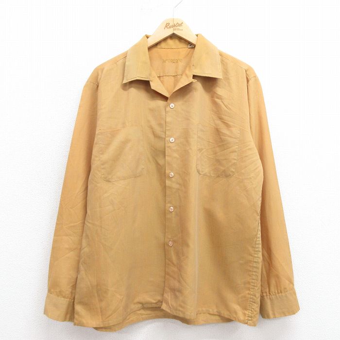 L★古着 マックレガー 長袖 ビンテージ シャツ メンズ 70年代 70s 開襟 オープンカラー 黄系 イエロー 25oct02 中古 トップス
