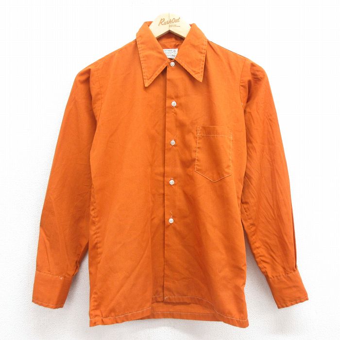 S★古着 Kマート 長袖 ビンテージ シャツ メンズ 70年代 70s オレンジ 25oct02 中古 トップス