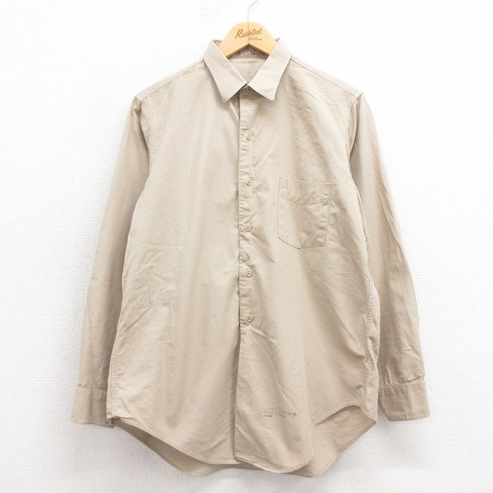 【20%OFF】L★古着 長袖 ビンテージ ミリタリー シャツ メンズ 60年代 60s ベージュ カーキ 25oct02 中古 トップス