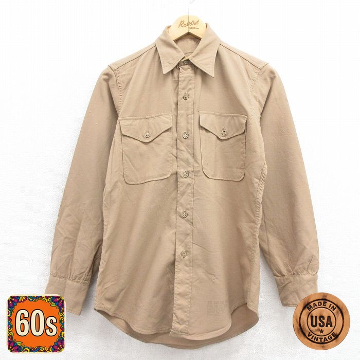 60s ミリタリーシャツ ベージュ M | 古着