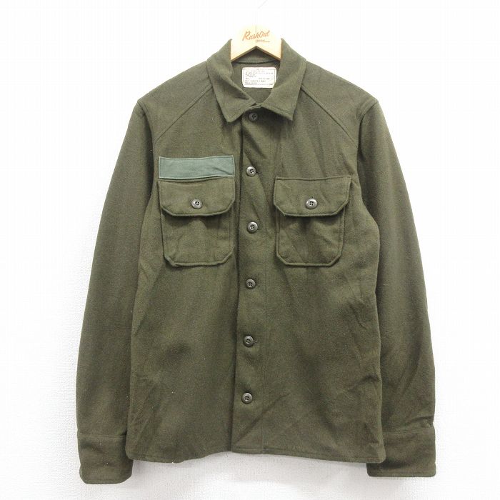 M★古着 長袖 ビンテージ ミリタリー シャツ メンズ 70年代 70s USA製 緑 グリーン 25oct02 中古 トップス