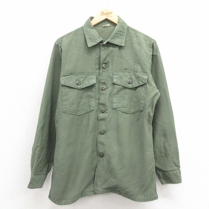 60s ミリタリーシャツ グリーン M | 古着
