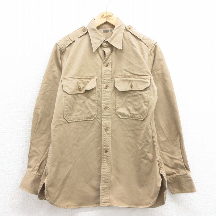 50s ミリタリーシャツ マチ付き カーキ M | 古着