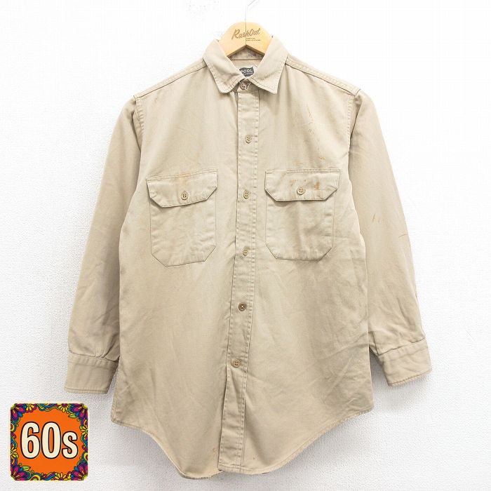 60s 長袖シャツ ベージュ M | 古着
