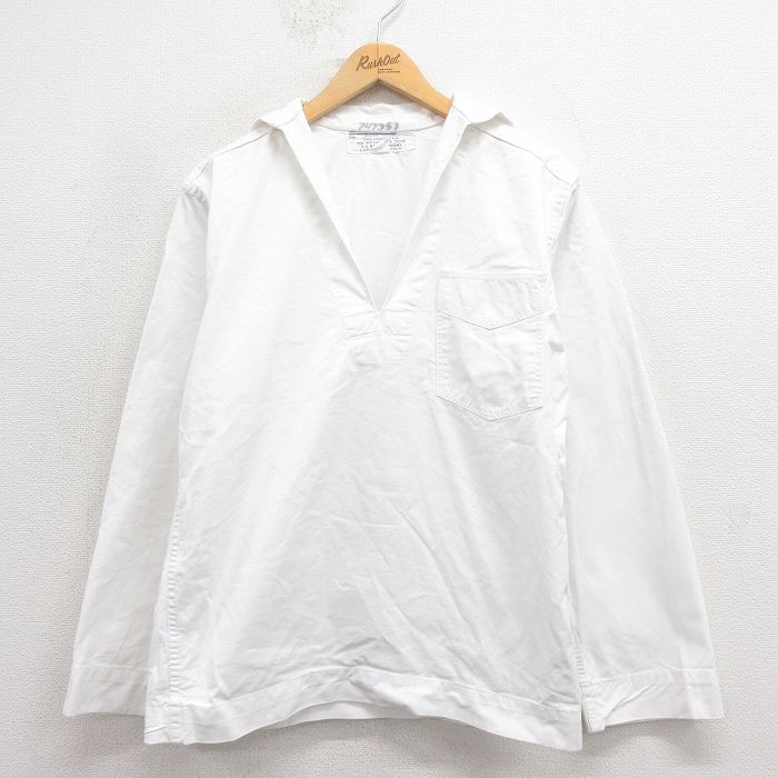 M★古着 長袖 ビンテージ ミリタリー セーラー トップス メンズ 60年代 60s NAVAL 白 ホワイト 25oct22 中古