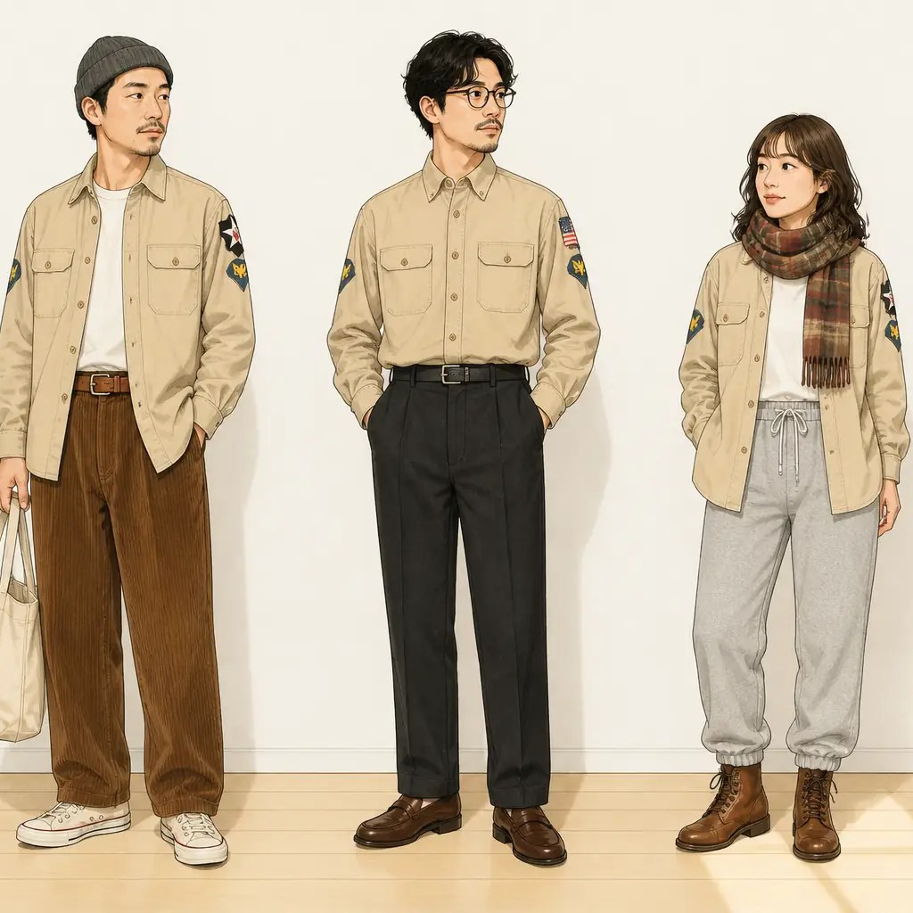 古着通販 M☆古着 長袖 ビンテージ ミリタリー シャツ メンズ 50年代
