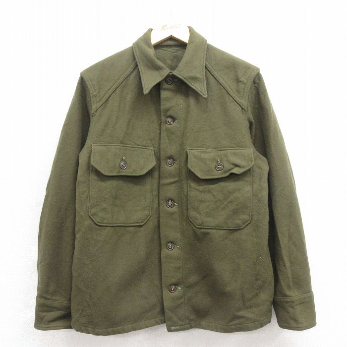 L★古着 長袖 ビンテージ ミリタリー シャツ メンズ 60年代 60s USA製 緑 25nov12