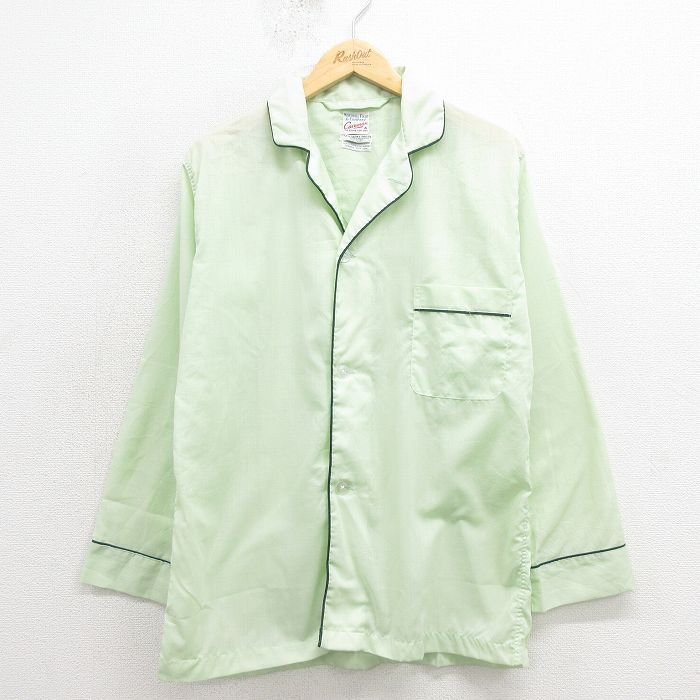70s 長袖パジャマシャツ 開襟 グリーン M | 古着