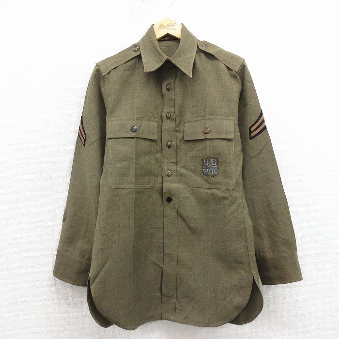 S★古着 長袖 ビンテージ ミリタリー シャツ メンズ 60年代 60s ウール  25dec17