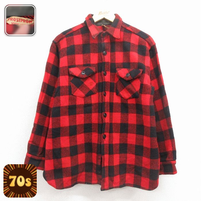 70s 長袖シャツ バッファロー レッドチェック L | 古着
