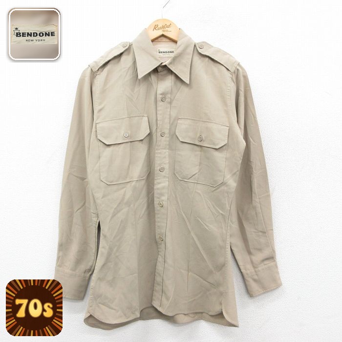 【50%OFF】70s 長袖ワークシャツ ベージュ S | 古着