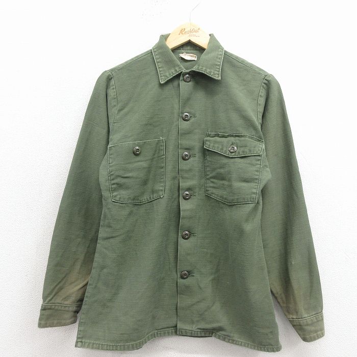 【20%OFF】70s ミリタリーシャツ グリーン S | 古着