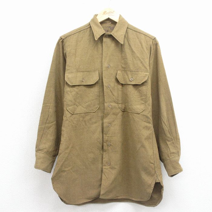 50s マチ付きシャツ グリーン M | 古着