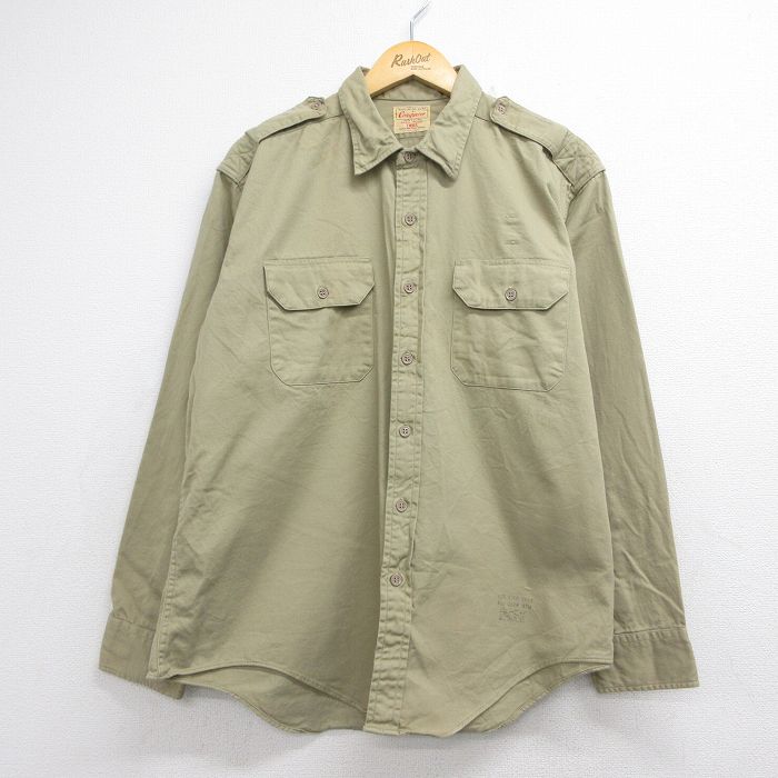 60s 長袖ワークシャツ ベージュ メンズXL相当 | 古着