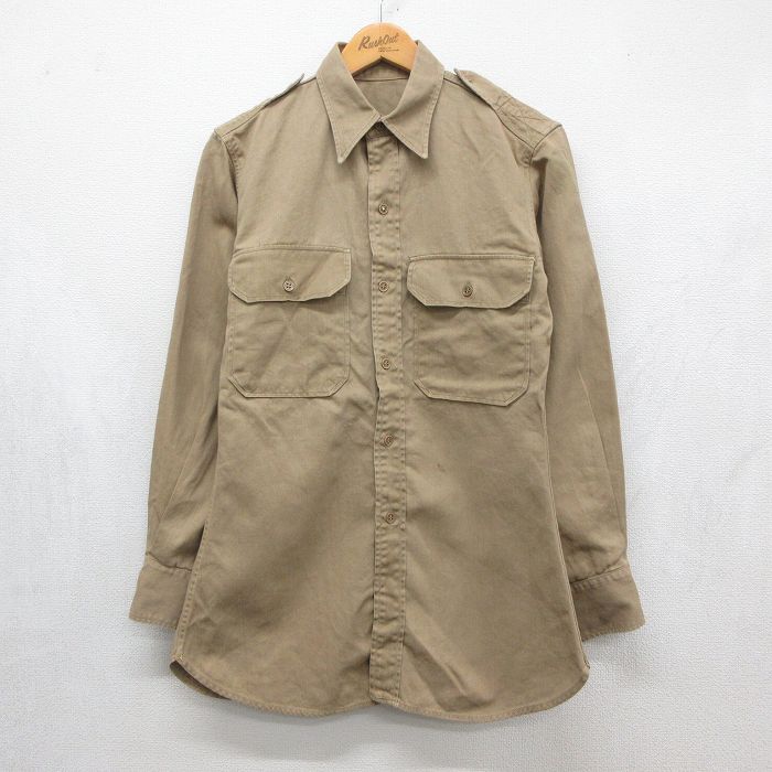 40s ミリタリーシャツ ベージュ メンズS相当 | 古着