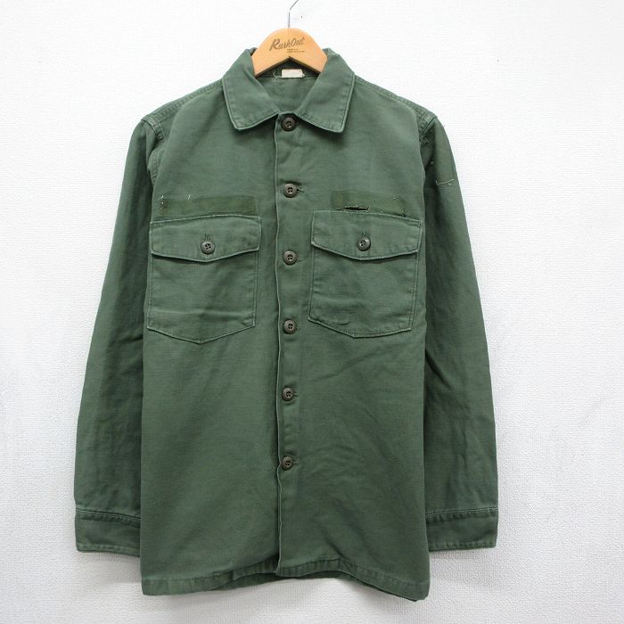 60s ミリタリーシャツ カーキ メンズM相当 | 古着