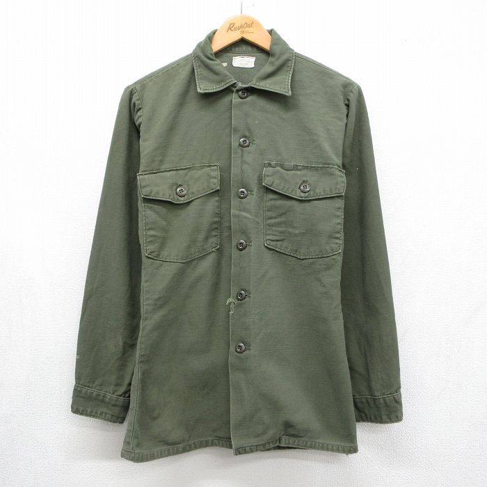 60s ミリタリーシャツ カーキ メンズM相当 | 古着