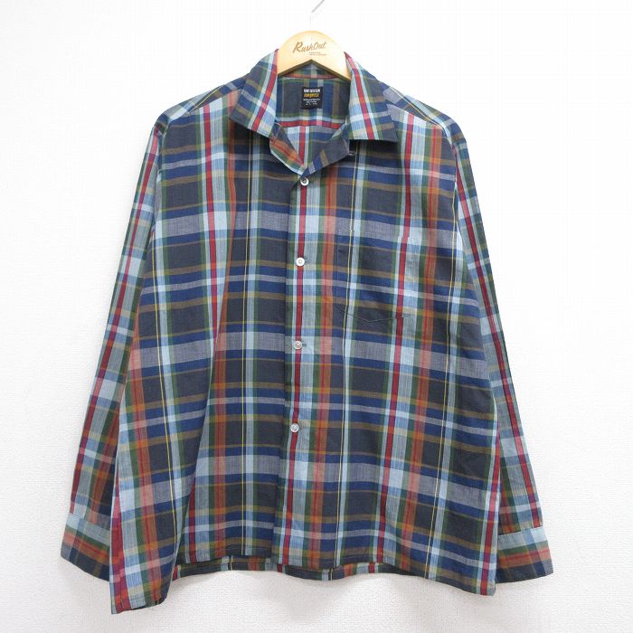 バンヒューセン 70s 長袖シャツ ネイビーチェック メンズXL相当 | 古着