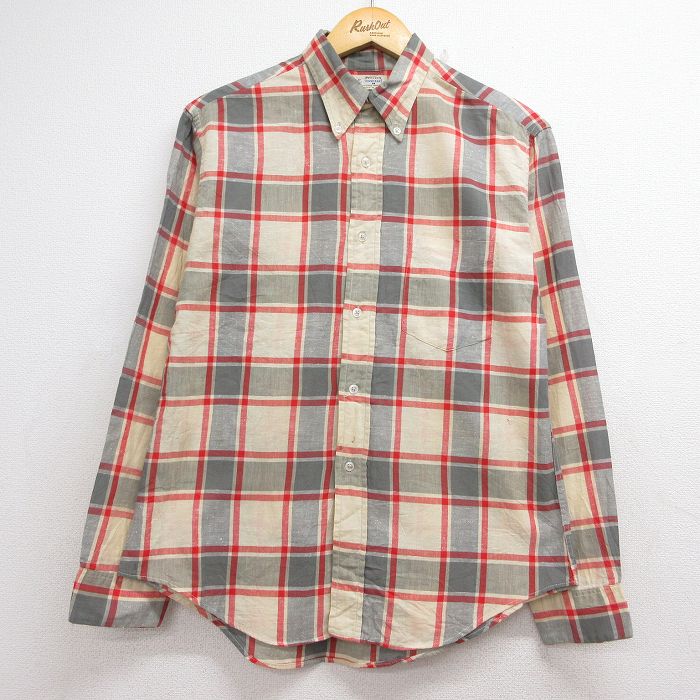 70s 長袖シャツ チェック イエロー メンズM相当 | 古着