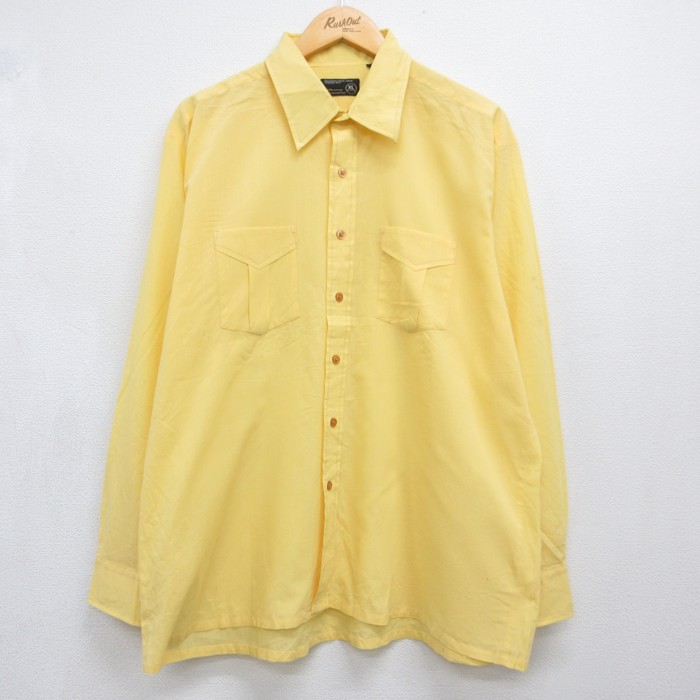 JCペニー 70s 長袖シャツ イエロー メンズXL相当 | 古着