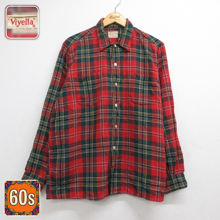 Hathaway 60s 長袖シャツ タータンチェック レッド メンズXL相当 | 古着