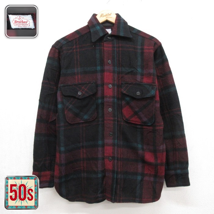 ファイブブラザー 50s CPOシャツ レッドチェック メンズM相当 | 古着