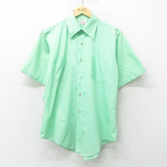 L★古着 ブレント BRENT 半袖 ビンテージ シャツ メンズ 70年代 70s 緑 グリーン 24may16 中古 トップス